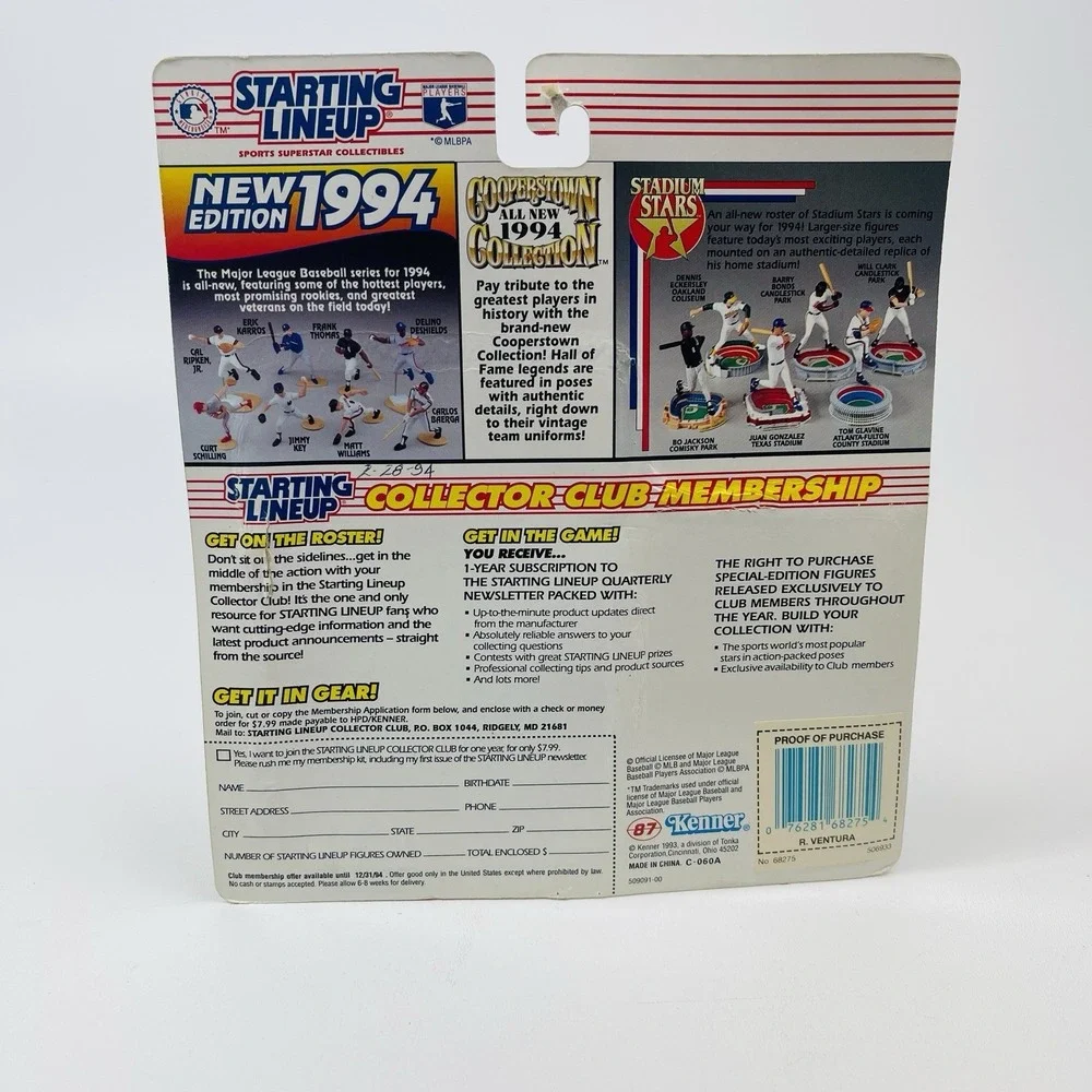 1994 Kenner Starting Lineup ROBIN VENTURA Chicago White Sox MLB Figure Card